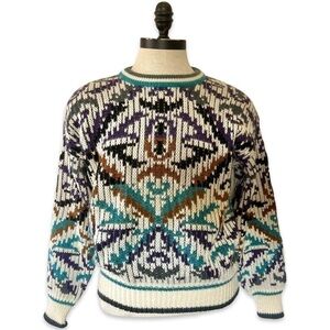 VINTAGE St John’s Bay 90s Men knit grandpa sweater Crewneck multicolor